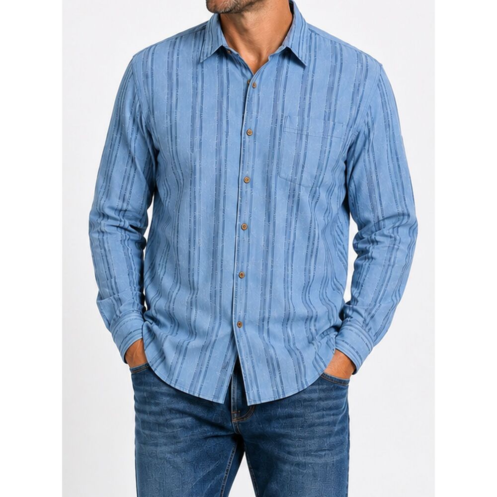 Tommy Bahama Blue Silk Blend Striped Button Shirt XXL